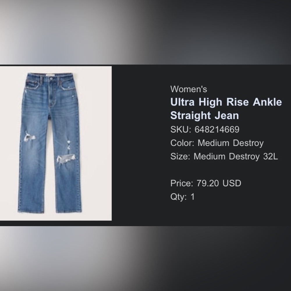 NWT Abercrombie & Fitch The Ankle Straight Ultra High Rise
